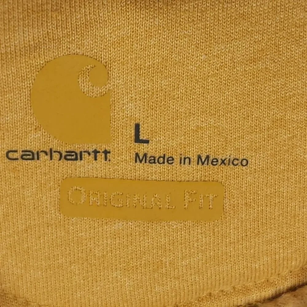 Carhartt Men's Sz Large Mustard Crew Neck Thick Loose Workwear Pullover Sweater